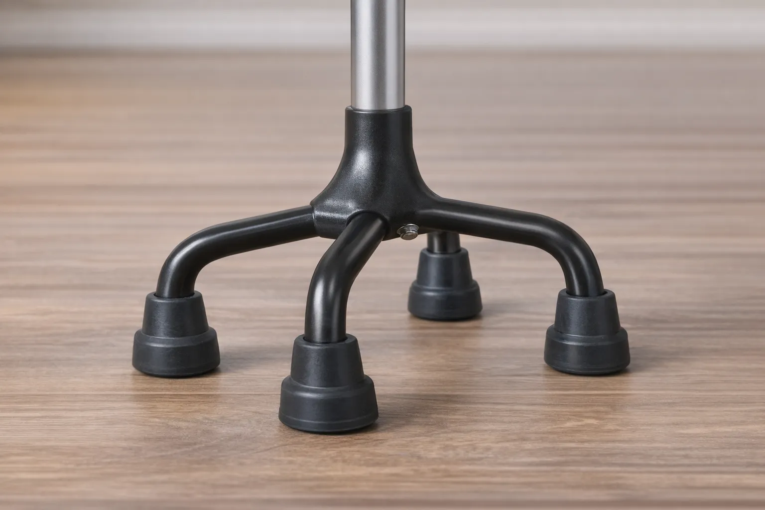 Close-up of quad cane base