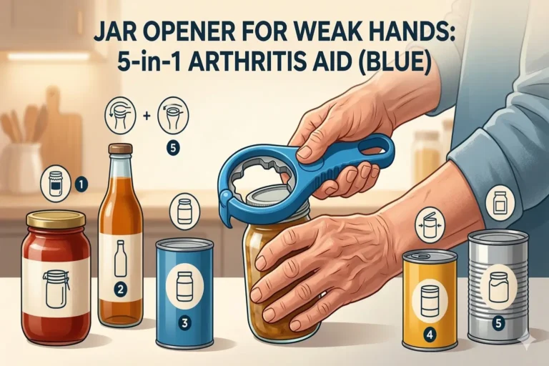 Jar Opener for Weak Hands: 5-in-1 Arthritis Aid (Blue)