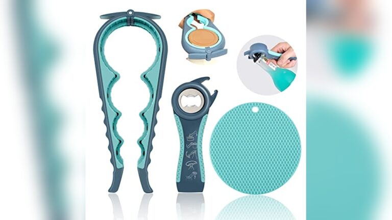 Jar Opener for Weak Hands: 5-in-1 Arthritis Aid (Blue)