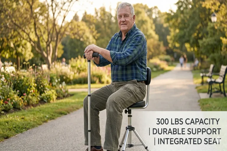 Heavy Duty Walking Cane With Seat for 300 Lbs