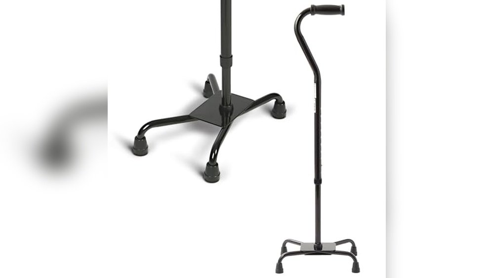 Quad cane used for support during stroke recovery